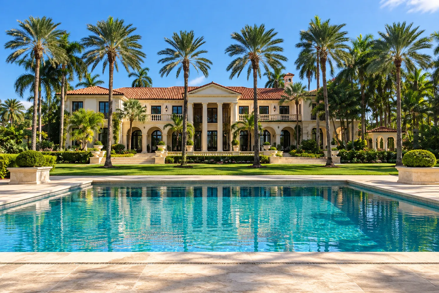 New pool at a Mediterranean Revival home in Coral Gables